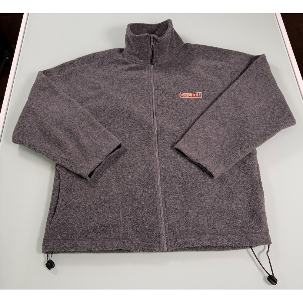 VTG MAMBO Solid Gray 100% Polyester Mens Full Zip Mock-Neck Fleece Jacket - XL